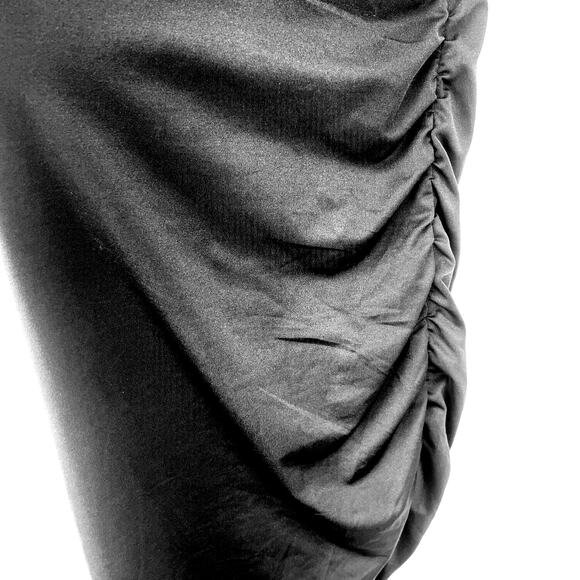 Womens Just Quella Black Bodycon Ruched Sides Back LS Sexy High Neck Dress Large - Picture 6 of 13